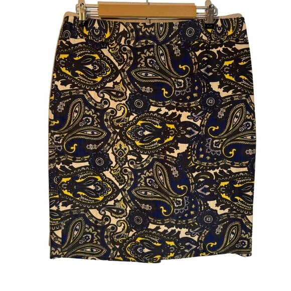 Ann Taylor Paisley Pencil Skirt Size 12  100% Cotton Shell & Polyester Lining - Picture 2 of 12